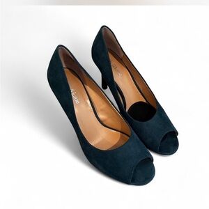Kelly & Katie Navy Peep-Toe Heels